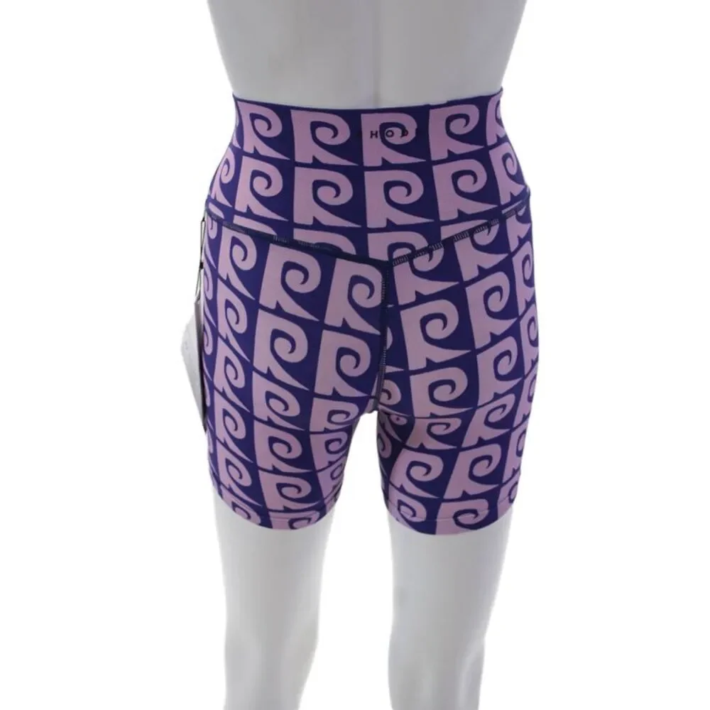 Rhode Womens Stretcj Abstract Mid-Rise Activewear Biker Shorts Purple Size XS